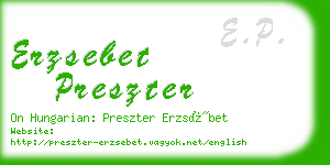 erzsebet preszter business card